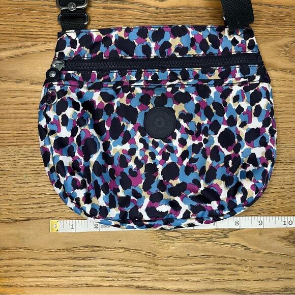 Kipling Emmylou Leopard Animal Print Small Crossbody Messenger Bag Purple Blue - Picture 7 of 9